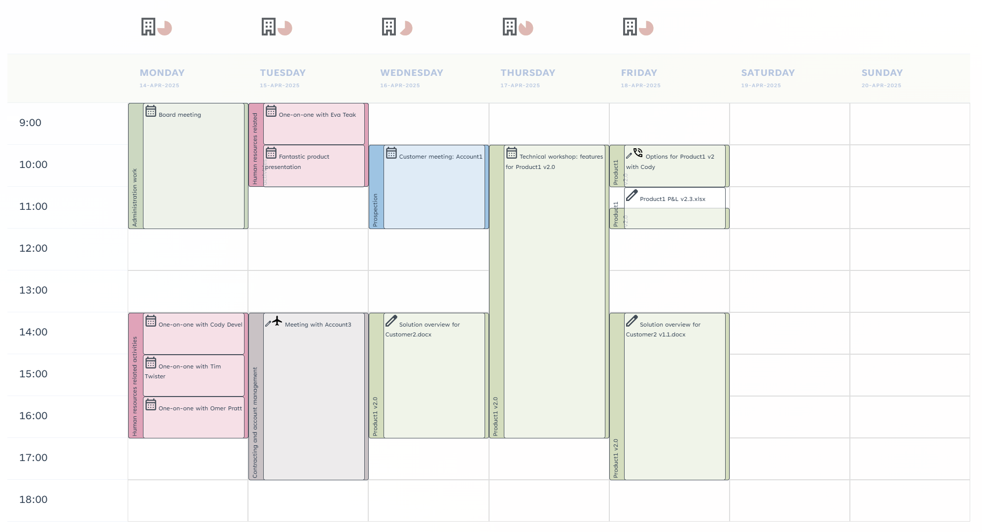 Screenshot calendar view