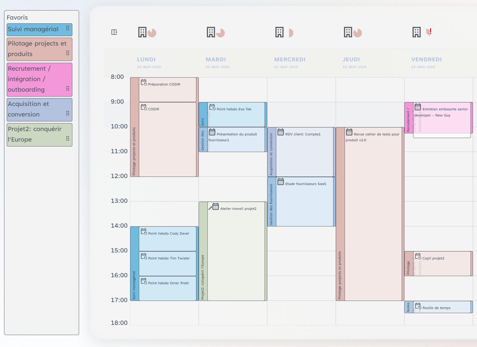 Screenshot calendar view